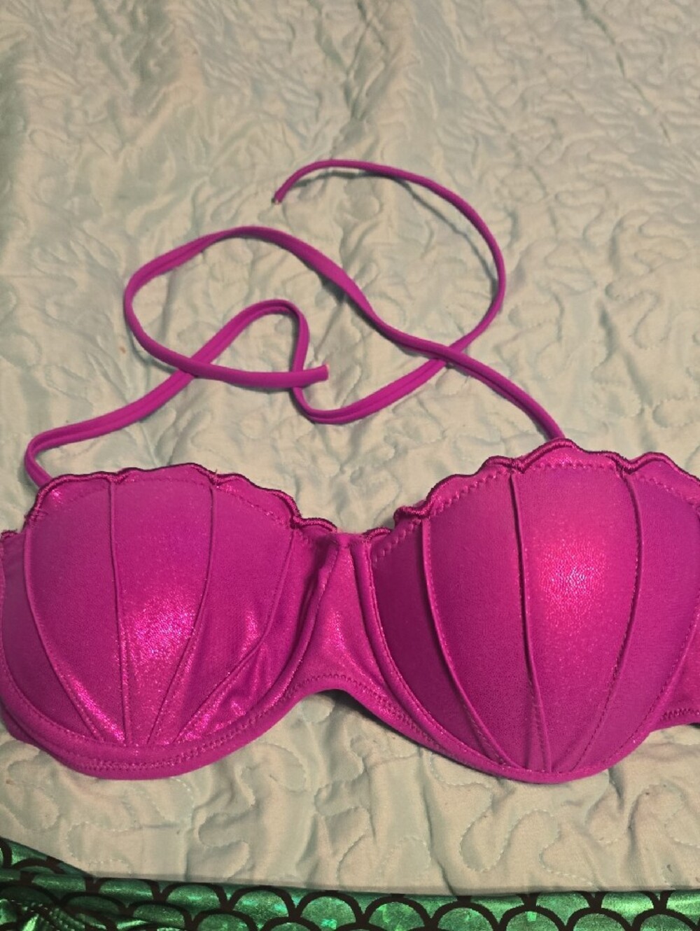 Disney Ariel Bikini: Purple Shells And Green Scale High Waist Bottoms - Picture 3 of 15